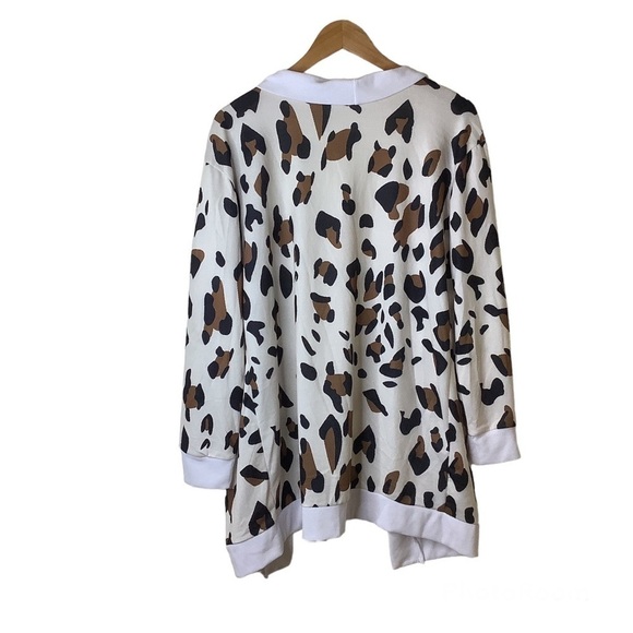 Floral Blooming Size L Open Front Cocoon Style Cardigan Animal Print 3/4‎ Sleeve - Picture 2 of 5